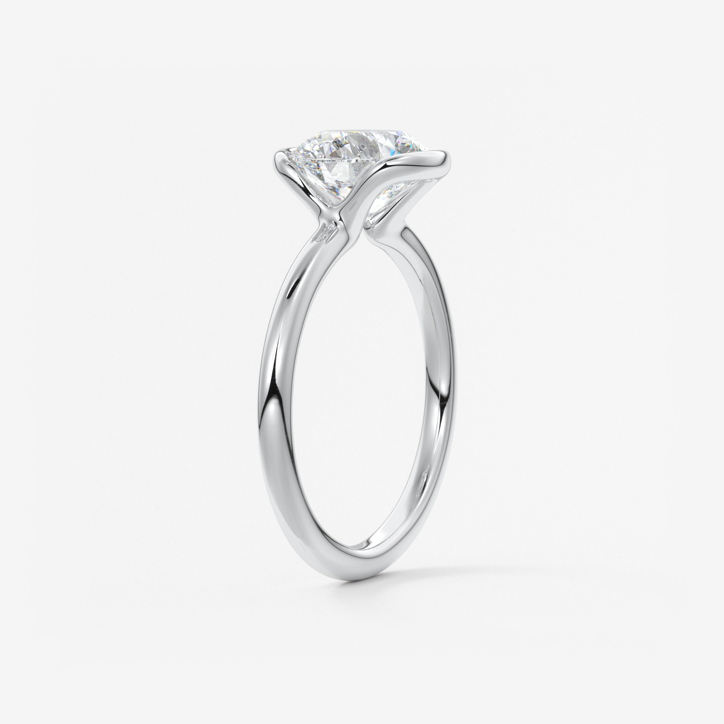 Round Half Bezel Lab Grown Diamond Engagement Ring