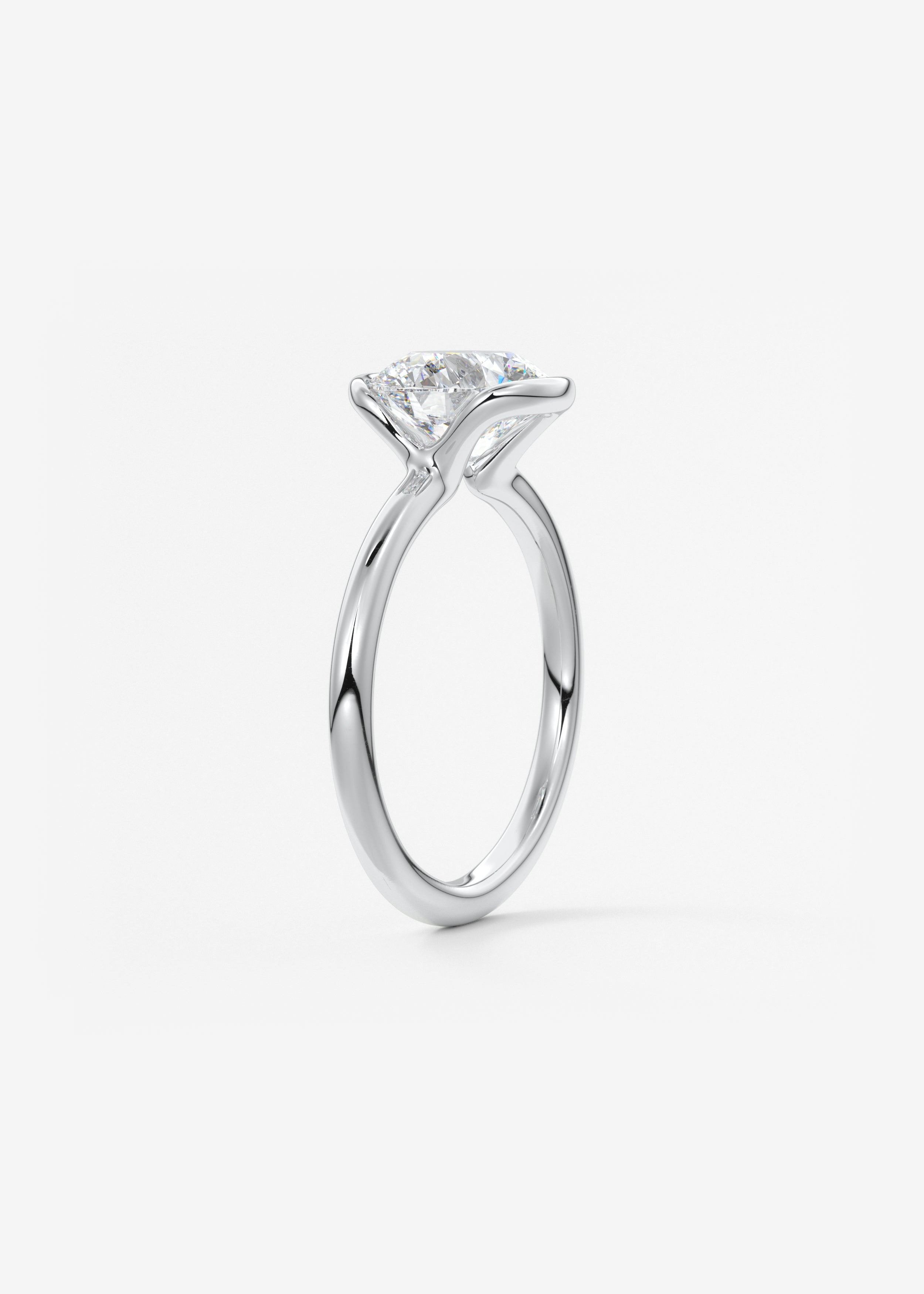 Round Half Bezel Lab Grown Diamond Engagement Ring