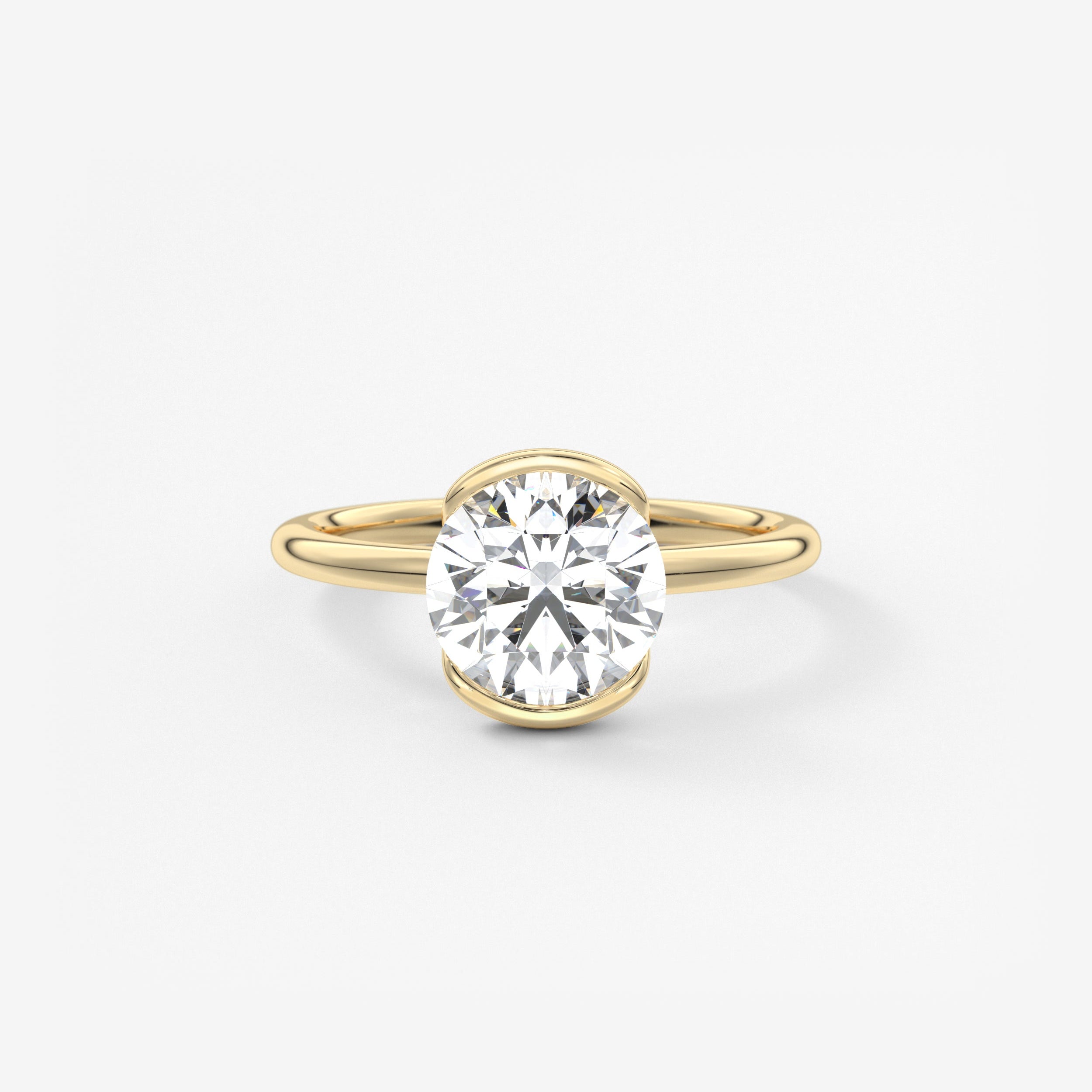 Round Half Bezel Lab Grown Diamond Engagement Ring