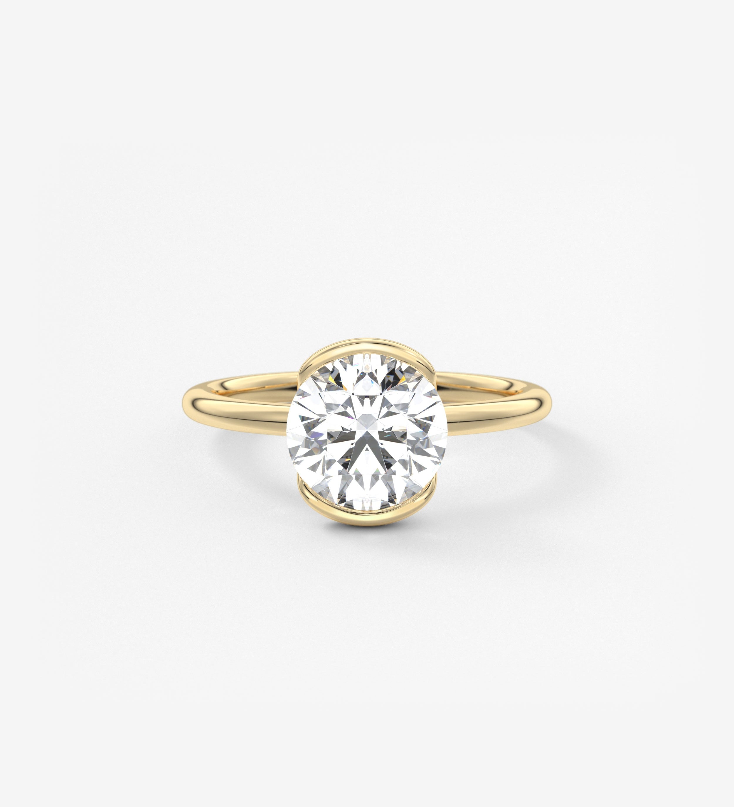 Round Half Bezel Lab Grown Diamond Engagement Ring