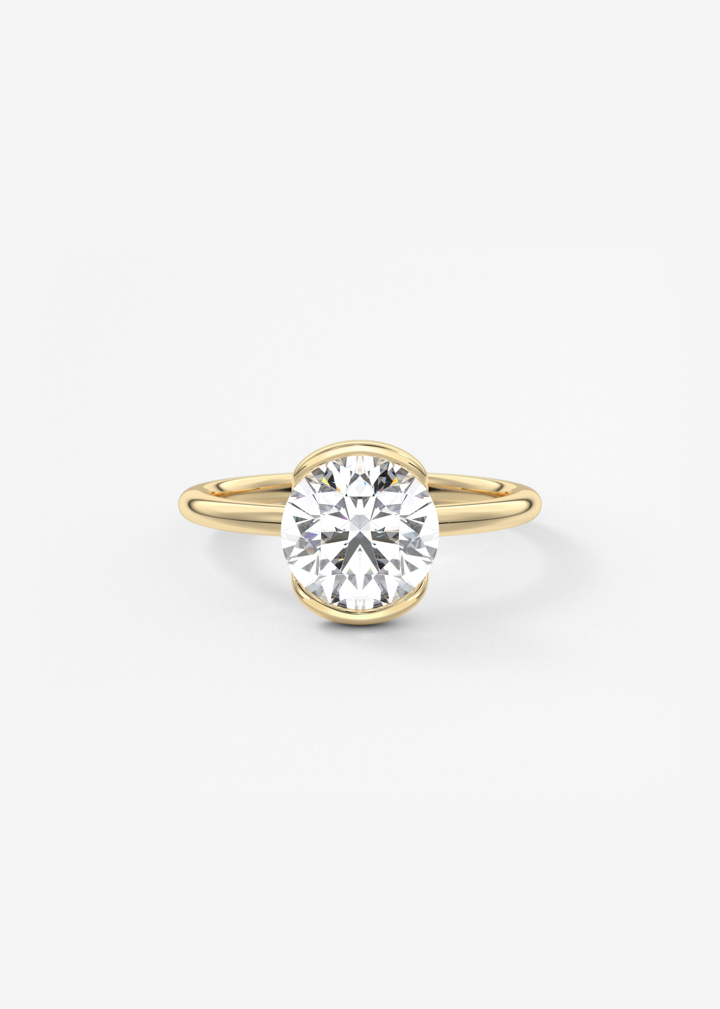 Round Half Bezel Lab Grown Diamond Engagement Ring