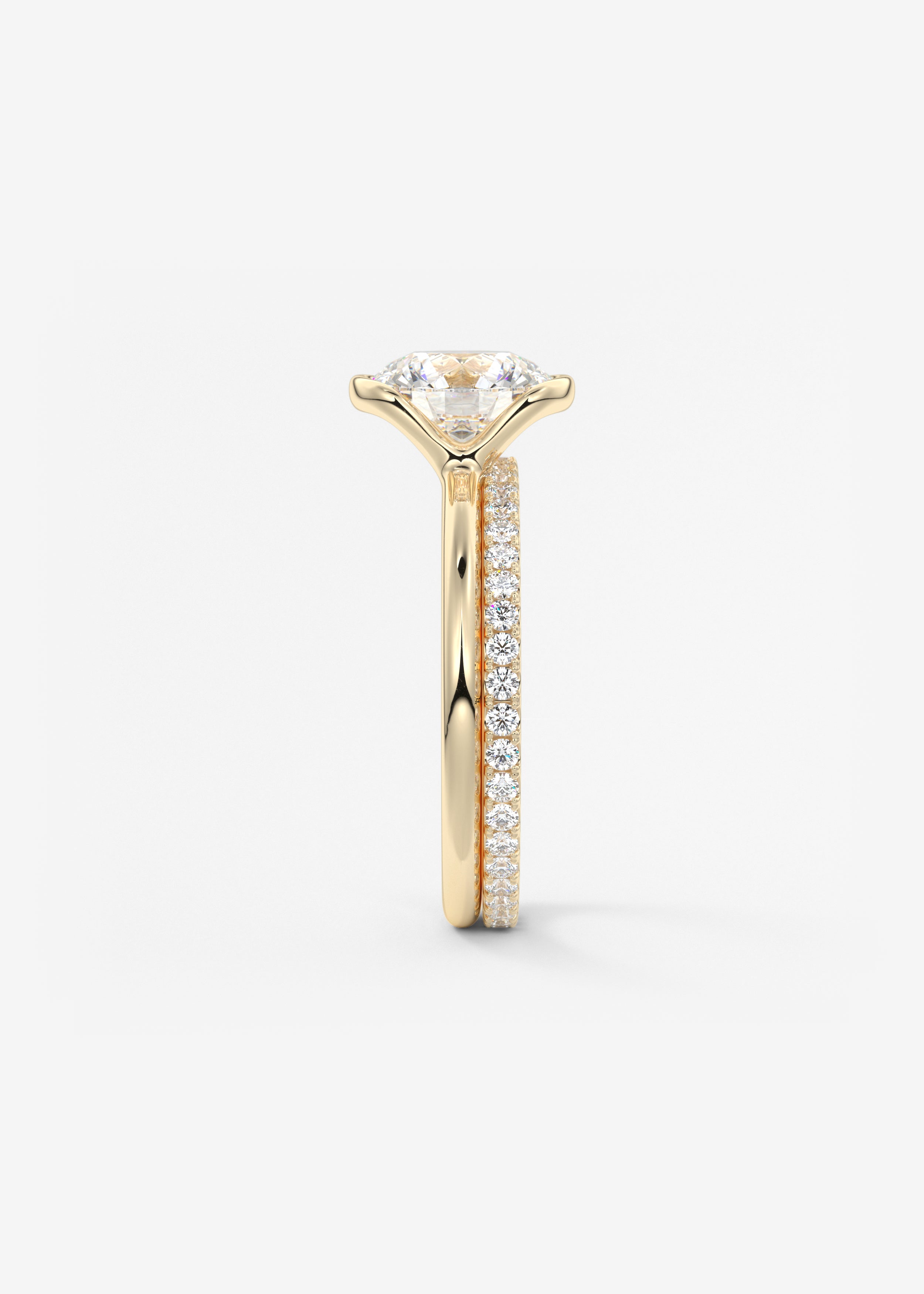 Round Half Bezel Lab Grown Diamond Engagement Ring