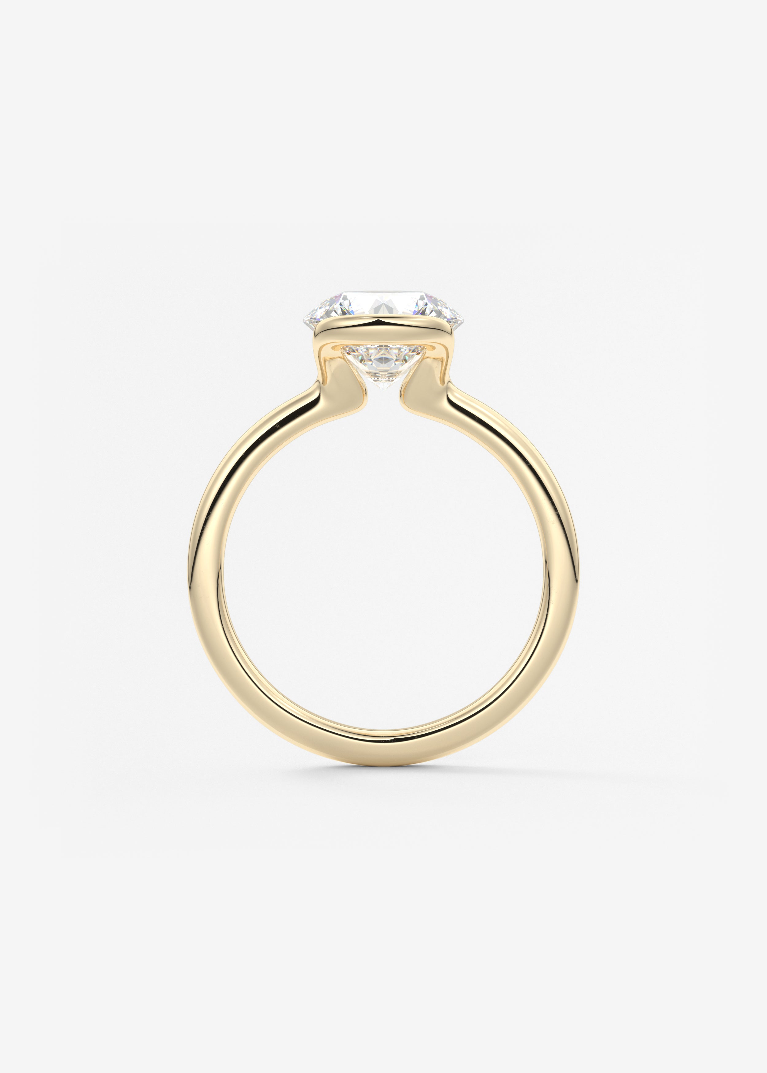 Round Half Bezel Lab Grown Diamond Engagement Ring