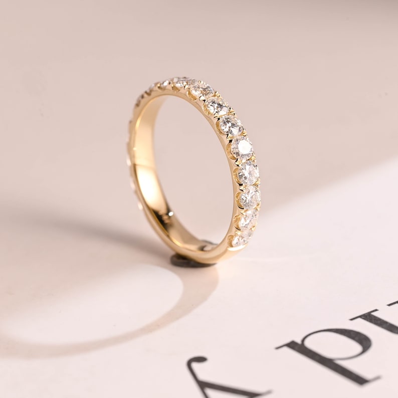 Stunning 0.2 TCW Round Moissanite Stones Half Eternity Wedding Bands 3