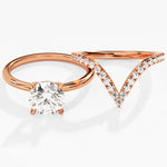 1.0 CT Round Cut Moissanite Solitaire Bridal Ring Set with Curved Wedding Bands 4