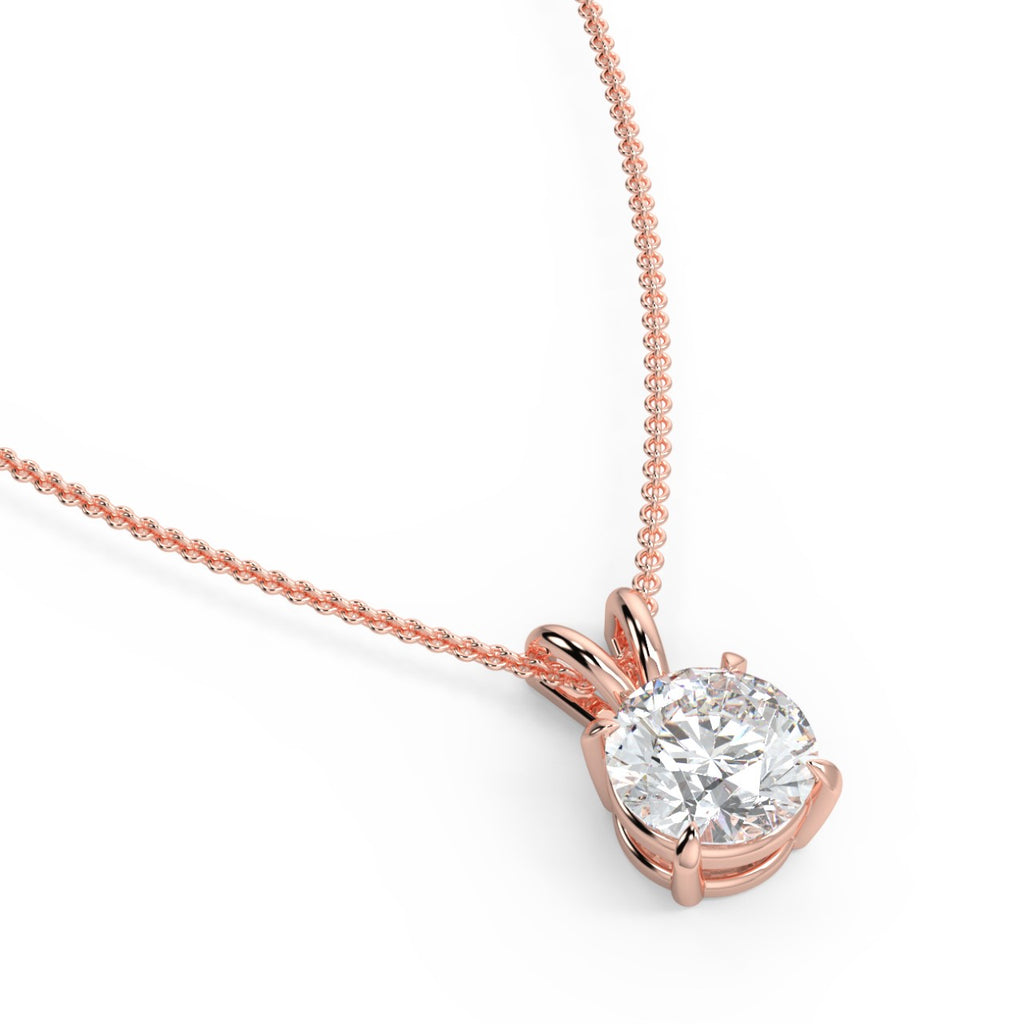 1.0 CT Round Moissanite Diamond Solitaire Pendant Necklace in Solid Gold 9