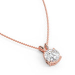 1.0 CT Round Moissanite Diamond Solitaire Pendant Necklace in Solid Gold 9