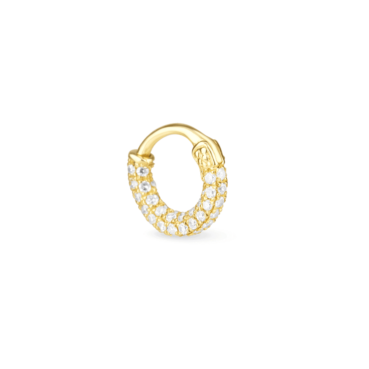 1.0 TCW Round Cut Moissanite Second Hole Teeny  Huggies Earrings in Gold 3