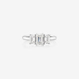 Stunning 1.30 CT Emerald Moissanite Engagement Ring with Three Stones Design 1