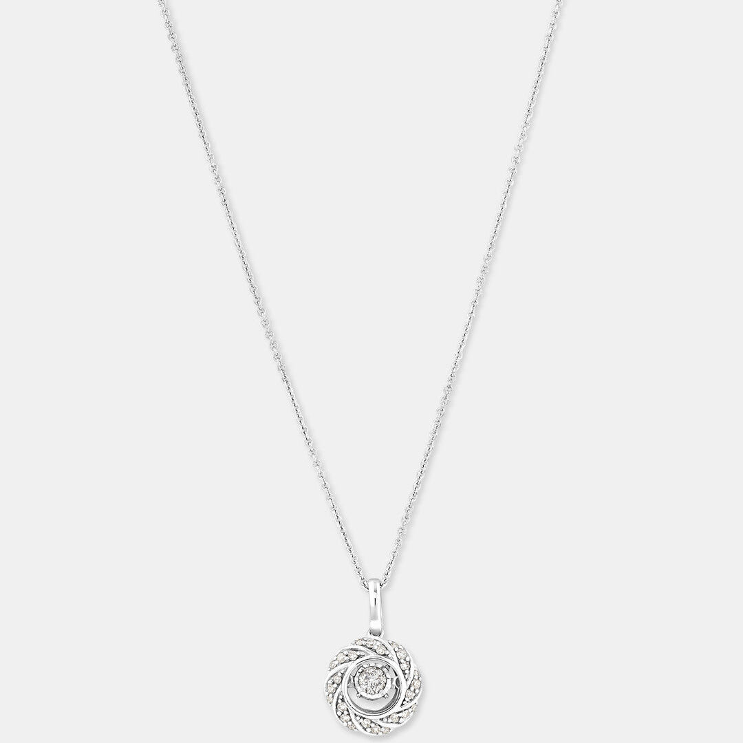 Round Cut Cubic Zirconia in 925 Sterling Silver Necklace 1