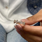 Stunning 0.96 CT Round Moissanite Stones Cluster Wedding Bands 4