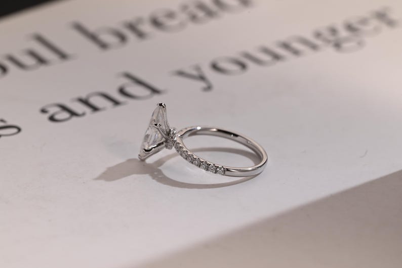 Stunning 1.0 - 2.0 CT Marquise Moissanite Engagement Ring with Pave Design 10