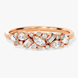 Stunning 0.72 CT Round, Marquise & Baguette Moissanite Stones Cluster Wedding Band 4