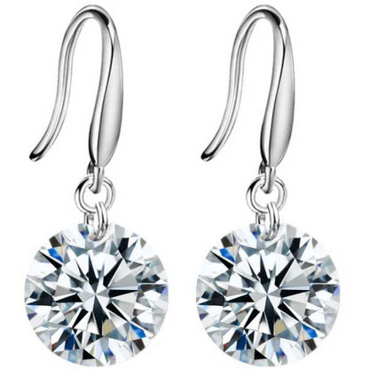 Round Cut Cubic Zirconia in 925 Sterling Silver Earrings 1