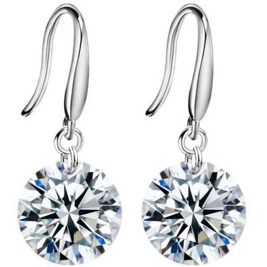 Round Cut Cubic Zirconia in 925 Sterling Silver Earrings 1