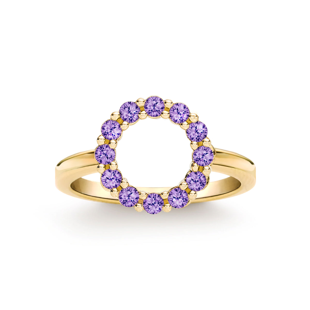 3.0 TCW Round Amethyst Lab Made Diamond- February Birthstone Engagement Ring 1
