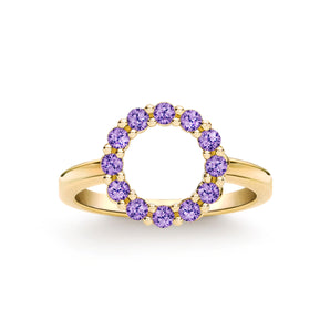 3.0 TCW Round Amethyst Lab Made Diamond- February Birthstone Engagement Ring