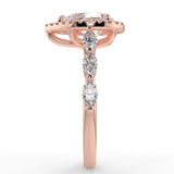 Stunning 0.81 CT Pear Moissanite Engagement Ring with Halo & Pave Design 10