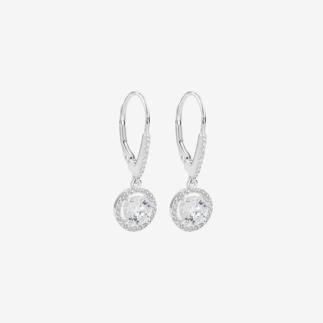 Round Cut Cubic Zirconia in 925 Sterling Silver Earrings 1