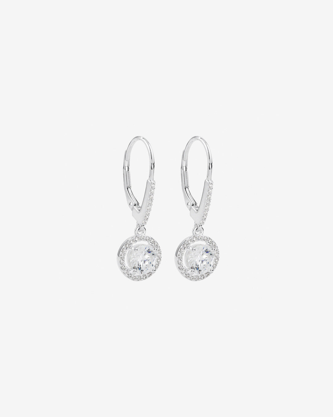 Round Cut Cubic Zirconia in 925 Sterling Silver Earrings 1