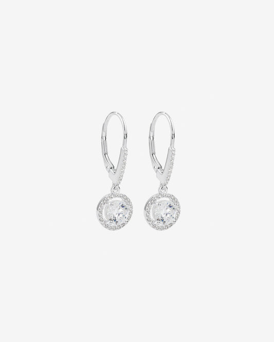 Round Cut Cubic Zirconia in 925 Sterling Silver Earrings 1