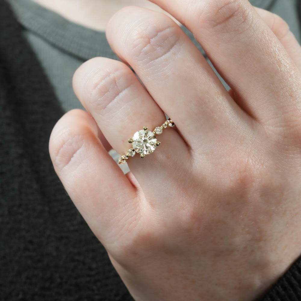 Stunning 1.0- 2.0 CT Round Moissanite Engagement Ring with Two Tone & Pave Design 4