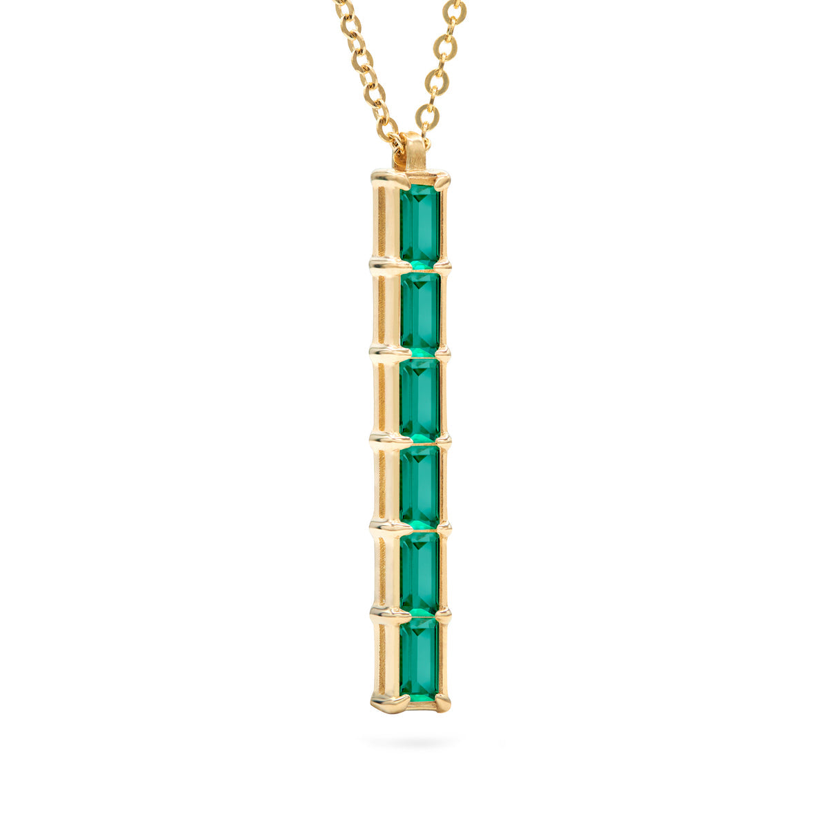 2 TCW Baguette Emerald Lab Made Diamond-May Birthstone Necklace 7