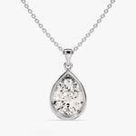 1.0 CT Pear Moissanite Diamond Bezel Pendant Necklace in Solid Gold 2