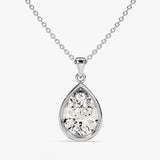 1.0 CT Pear Moissanite Diamond Bezel Pendant Necklace in Solid Gold 2