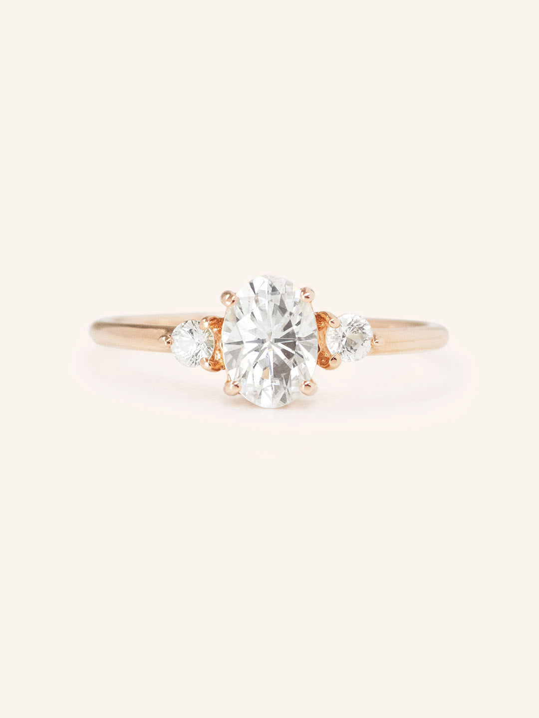 Stunning 1 CT Oval Moissanite Engagement Ring With Three Stone Design 9