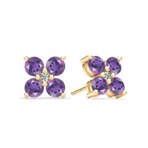 0.15 CT Round Amethyst Lab Made Diamond- February Birthstone Studs