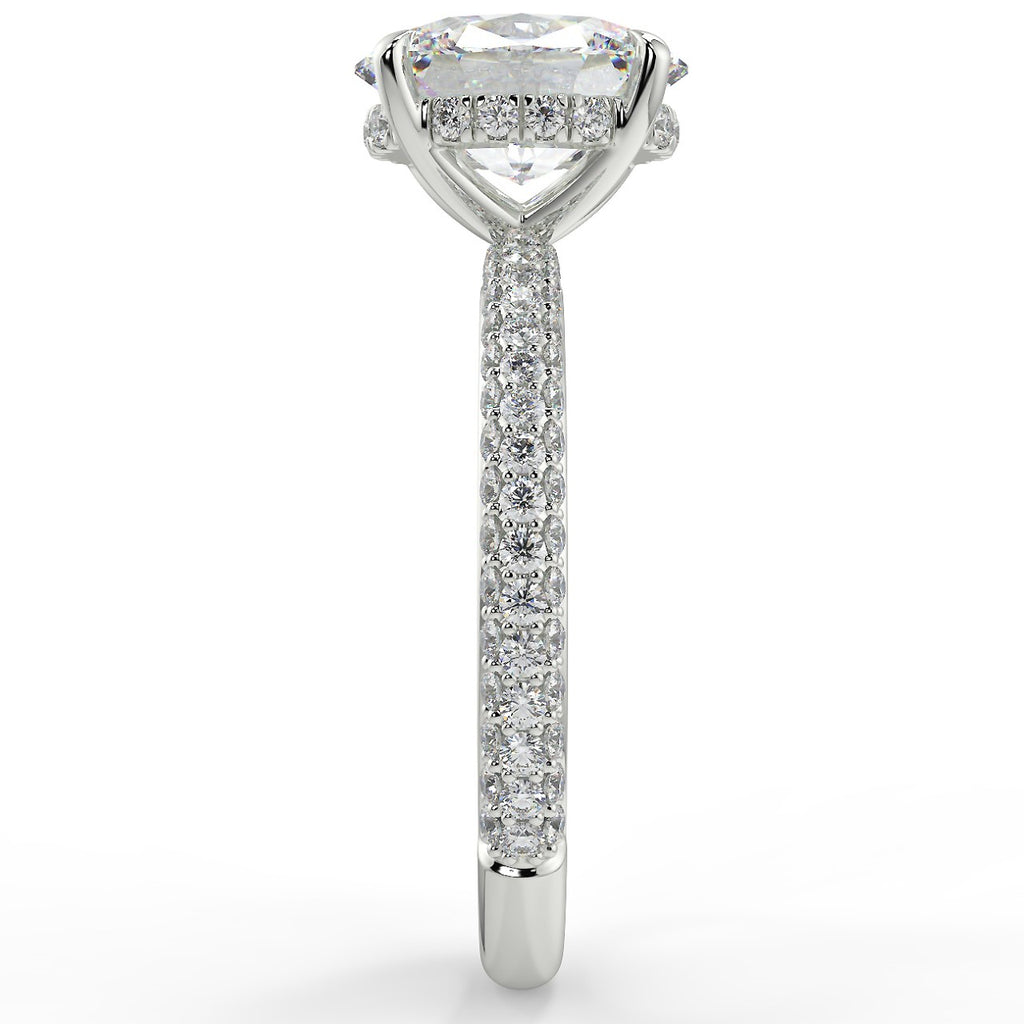 Stunning 2.11 CT Oval Moissanite Engagement Ring with Hidden Halo & Three Side Pave Design 7