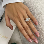 Stunning 3.0 CT Emerald Moissanite Engagement Ring with Three Stone Design 4