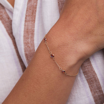 0.75 TCW Round Garnet Lab Made Diamond-January Birthstone Bracelet 3