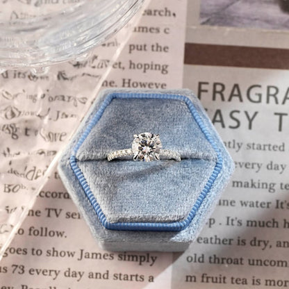 Stunning 1.0 CT Round Moissanite Engagement Ring with Hidden Halo Design 7
