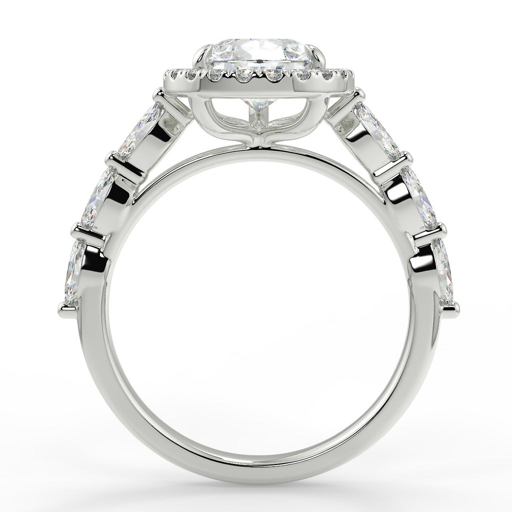 Stunning 0.81 CT Pear Moissanite Engagement Ring with Halo & Pave Design 6