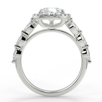 Stunning 0.81 CT Pear Moissanite Engagement Ring with Halo & Pave Design 6