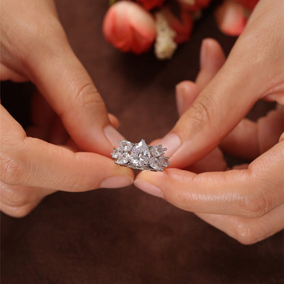 Stunning 2.0 CT Pear Moissanite Engagement Ring with Cluster Design 7