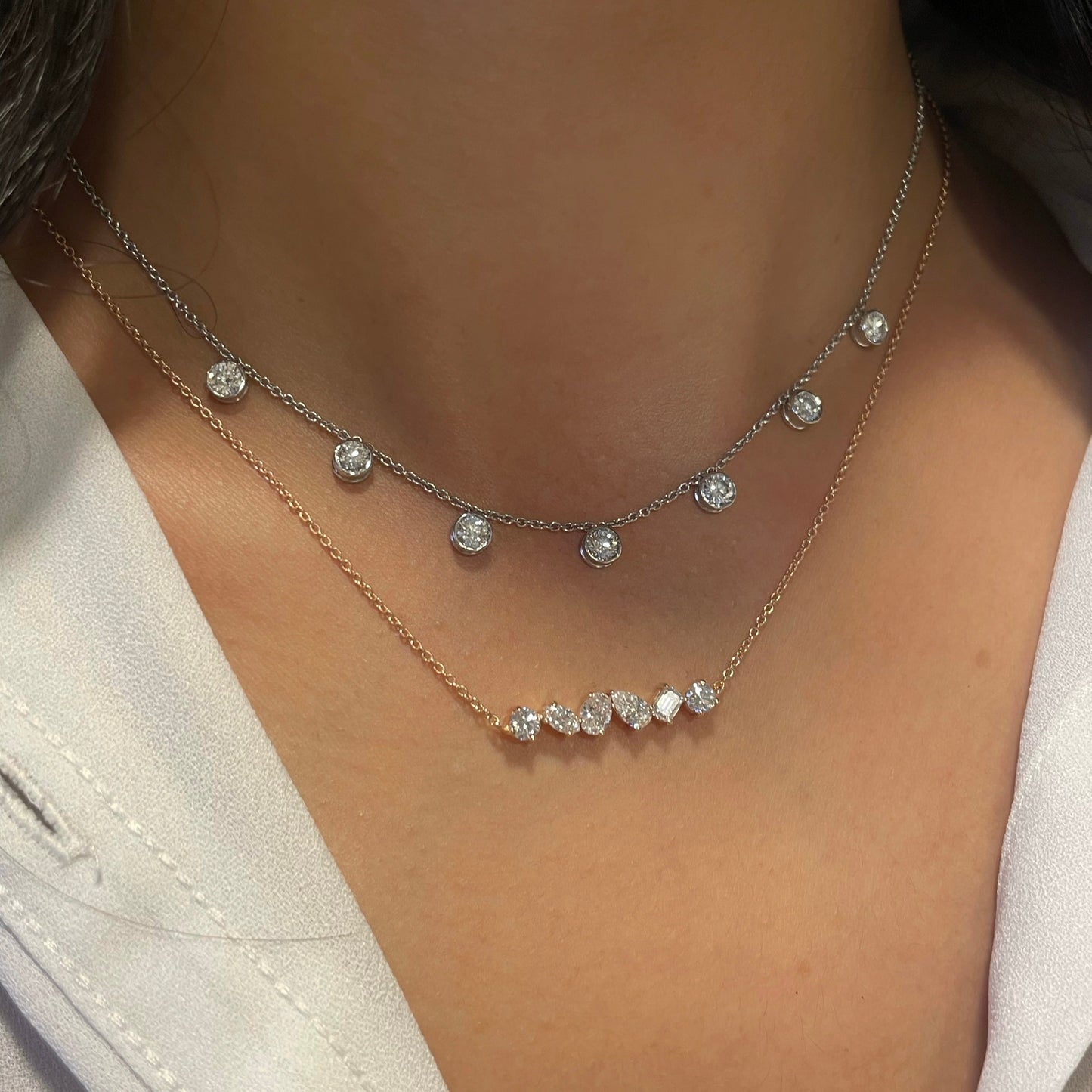 1.0 CT Round Moissanite Diamond Necklace in Solid Gold 6