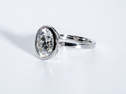 Classic 3.0 CT Oval Moissanite Engagement Ring with Bezel Design 5
