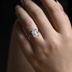 Stunning 1.0 - 2.0 CT Emerald Moissanite Engagement Ring with Hidden Halo Design 2