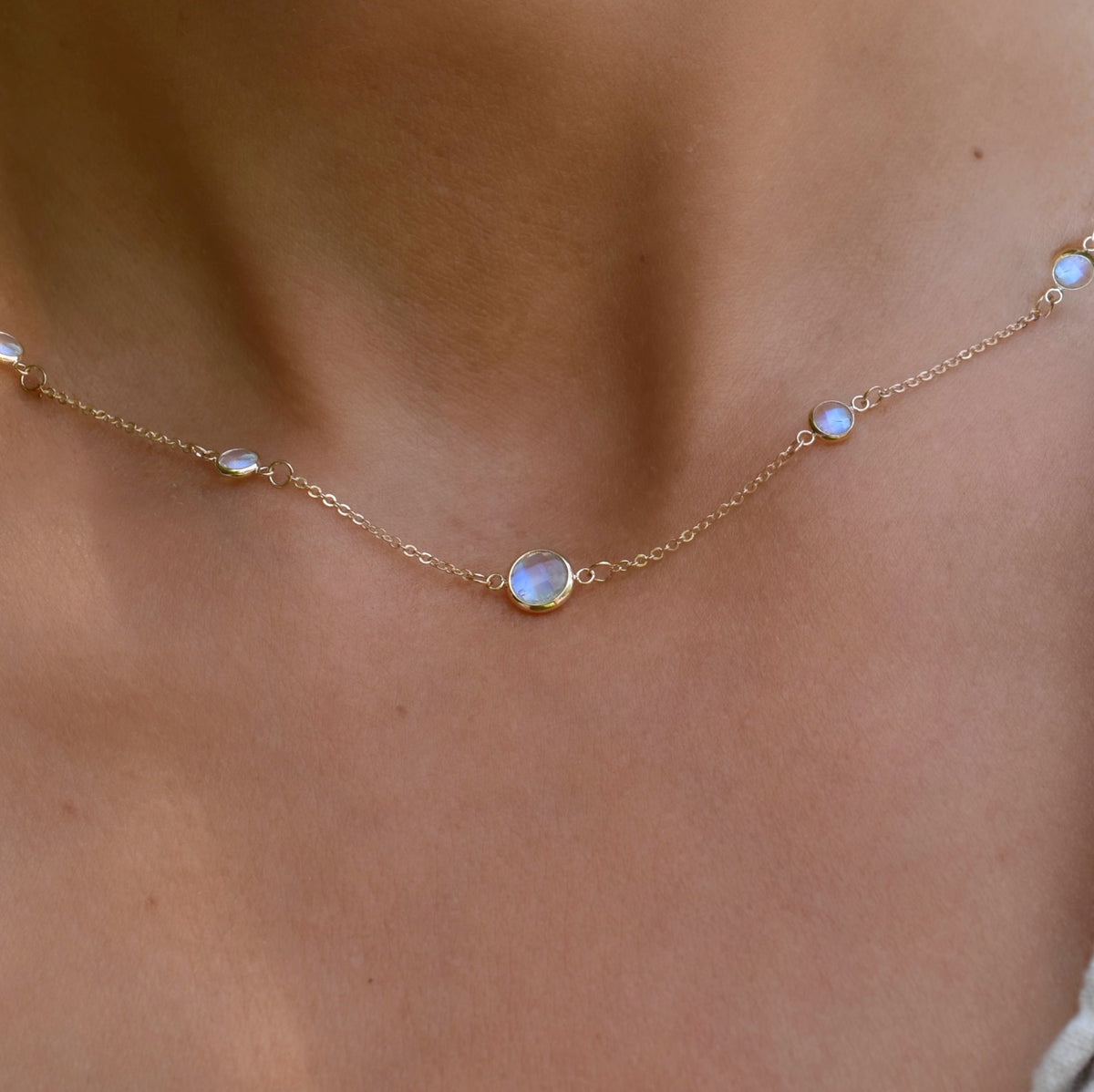 0.25 CT Round Moonstone Lab Made Diamond- June Birthstone Necklace 3