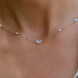 0.25 CT Round Moonstone Lab Made Diamond- June Birthstone Necklace 3