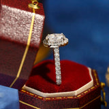 3.0 CT Oval Shaped Moissanite Halo Pave Engagement Ring 8