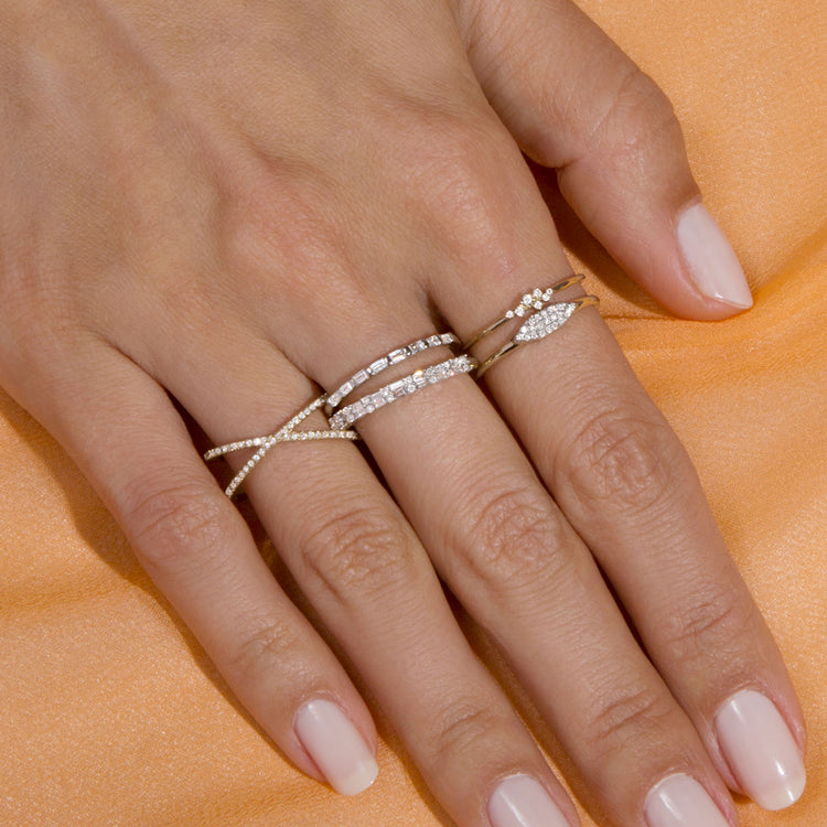 Stunning 0.23 TCW Round & Baguette Moissanite Stones Half Eternity Wedding Bands 8