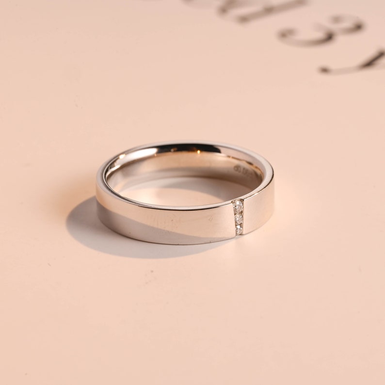 Delicate Moissanite Band with 0.05 TCW Round Cut Stones in Solid Gold 9