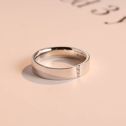Delicate Moissanite Band with 0.05 TCW Round Cut Stones in Solid Gold 9