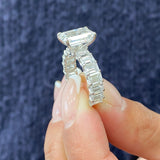 Stunning 2.0 CT Emerald Cut Moissanite Engagement Ring with Pave Design 2