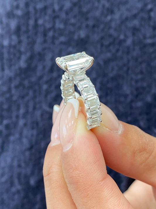 Stunning 2.0 CT Emerald Cut Moissanite Engagement Ring with Pave Design 2