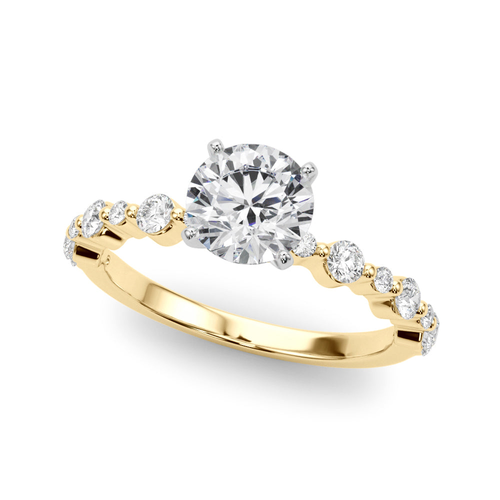 Stunning 1.0- 2.0 CT Round Moissanite Engagement Ring with Two Tone & Pave Design 2